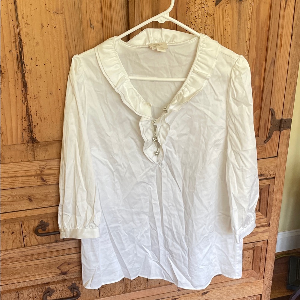 Kate Spade White Ruffled Blouse